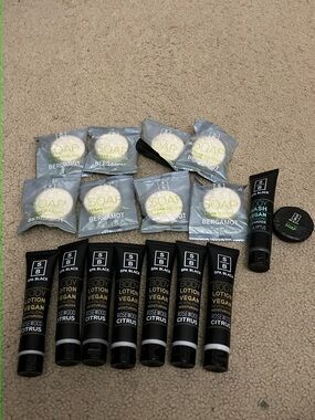 Spa Black Vegan Body care bundle, bonus body/massage care samples, 17 piece